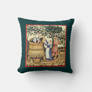 ANTIQUE GRAPE VINEYARD HARVEST THROW PILLOW