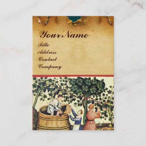 ANTIQUE GRAPE VINEYARD HARVEST WAX SEAL MONOGRAM BUSINESS CARD