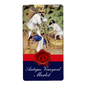 ANTIQUE GRAPE VINEYARD HARVEST WAX SEAL MONOGRAM LABEL