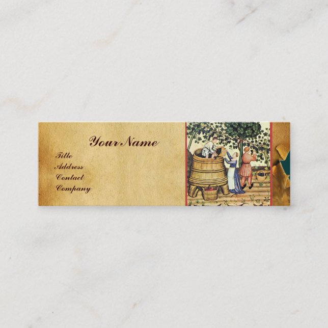 ANTIQUE GRAPE VINEYARD HARVEST WAX SEAL MONOGRAM MINI BUSINESS CARD (Front)