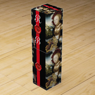 ANTIQUE GRAPE VINEYARD WINE RED WAX SEAL MONOGRAM GIFT BOX