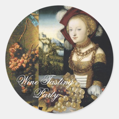 ANTIQUE GRAPE VINEYARD WINE TASTING PARTY CLASSIC ROUND STICKER