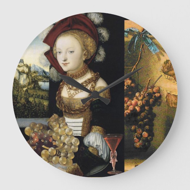 ANTIQUE GRAPE VINEYARD WINE TASTING PARTY LARGE CLOCK (Front)