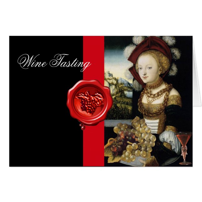 ANTIQUE GRAPE VINEYARD  WINE TASTING RED WAX SEAL CARDS (Front Horizontal)