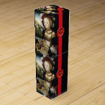 ANTIQUE GRAPE VINEYARD  WINE TASTING RED WAX SEAL WINE GIFT BOX<br><div class="desc">Beautiful blond young girl in gorgeous dress and gold jewelry with red hat and white feathers holding a plate full of red yellow grapes, grape vines , red green fall leaves with a lake landscape in background ( Salome ) by German painter Lucas Cranach the Elder 1530 .Classic, elegant vintage...</div>