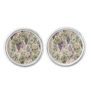 Antique Grapes, Lavender & White Roses Cufflinks