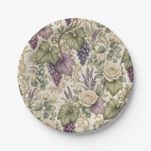 Antique Grapes, Lavender & White Roses Paper Plates
