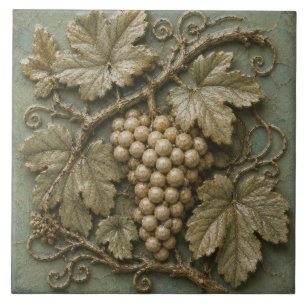 Antique Grapevine Vineyard Faux Relief Ceramic Tile