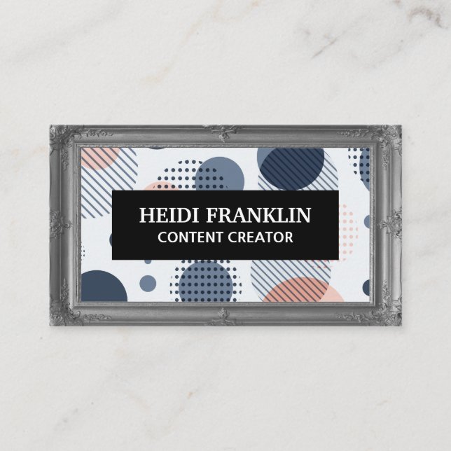 Antique Gray Frame | Abstract Geometric Background Business Card (Front)