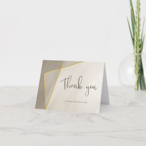 antique gray gold frame modern wedding thank you card