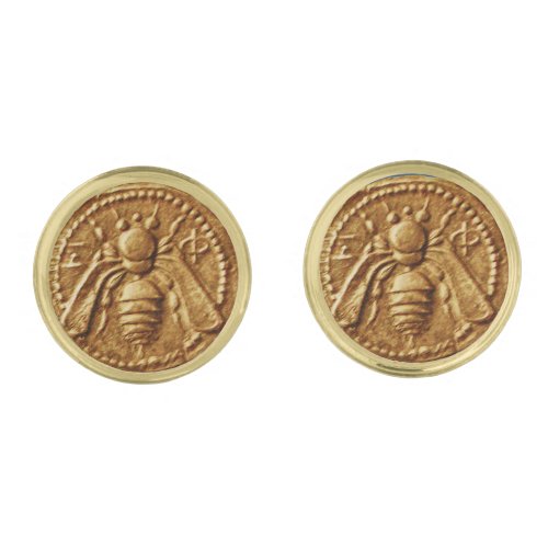 ANTIQUE GREEK HONEY BEE COIN Printed Cufflinks