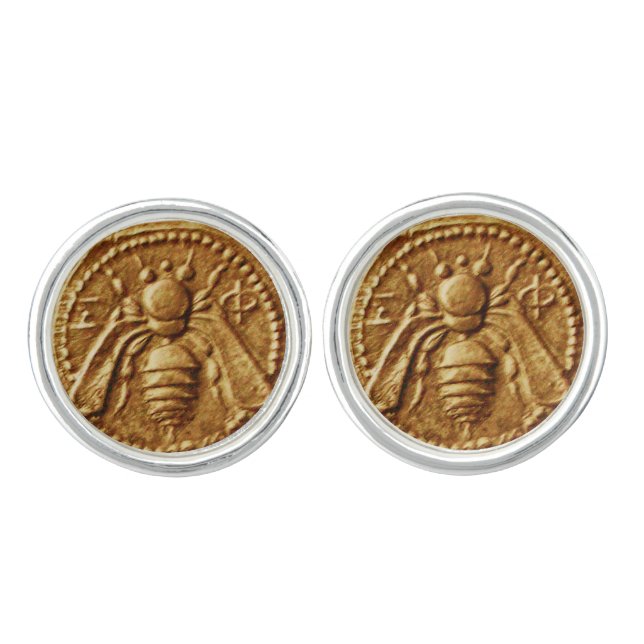ANTIQUE GREEK HONEY BEE COIN Printed Cufflinks (Front)