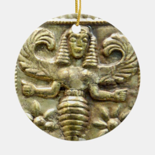 ANTIQUE GREEK HONEY BEE GODDESS CERAMIC ORNAMENT (Front)