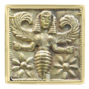 ANTIQUE GREEK HONEY BEE GODDESS GOLD FINISH LAPEL PIN
