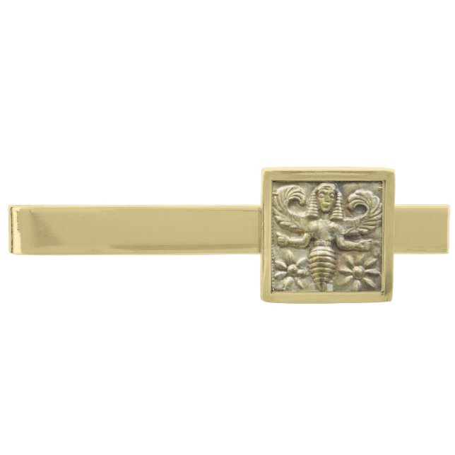 ANTIQUE GREEK HONEY BEE GODDESS GOLD FINISH TIE CLIP (Front)