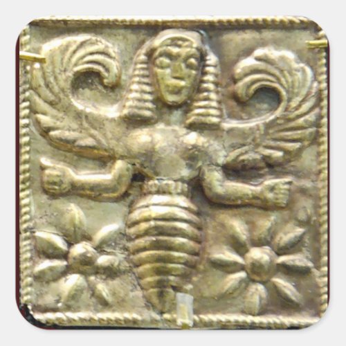 ANTIQUE GREEK HONEY BEE GODDESS SQUARE STICKER