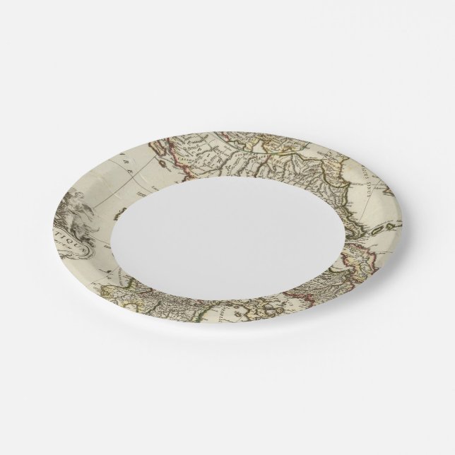 Antique Greek Map Paper Plates (Angled)