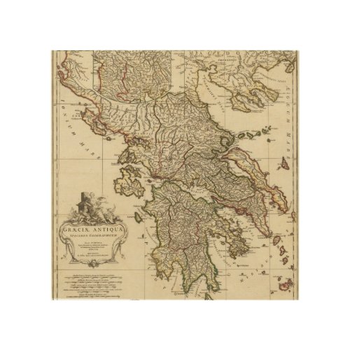 Antique Greek Map Wood Wall Art