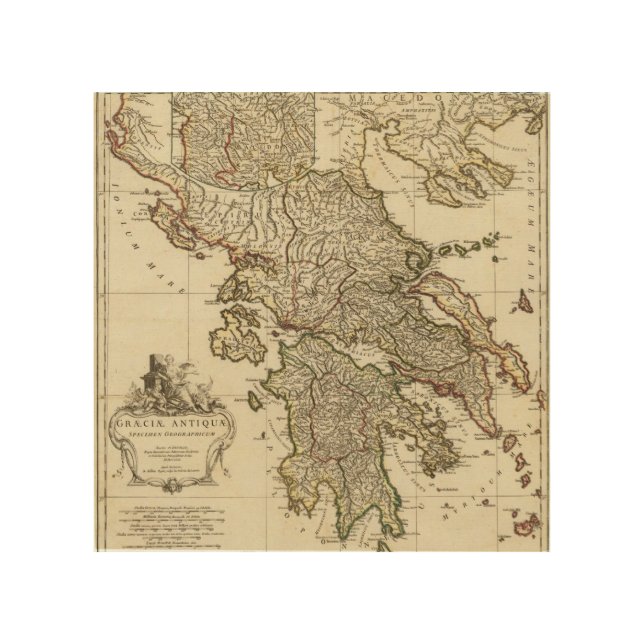 Antique Greek Map Wood Wall Art (Front)