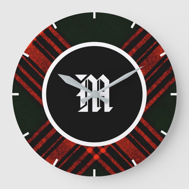 Antique Green and Blue Hunting Tartan Clock (Front)