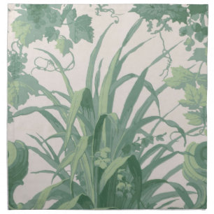 Antique Green Botanical Fabric Napkins
