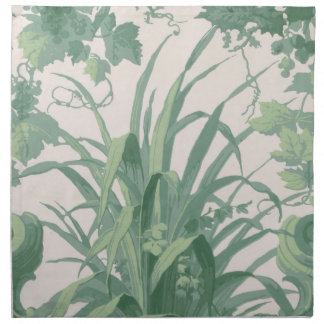 Antique Green Botanical Fabric Napkins