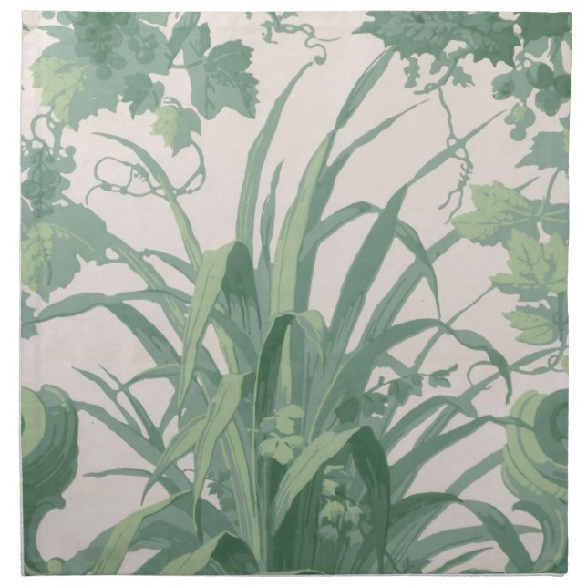 Antique Green Botanical Fabric Napkins (Front)