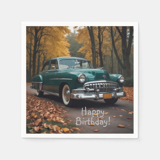 Antique Green Car Napkins (Front)