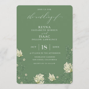Antique Green English Ivy Wedding Invitation
