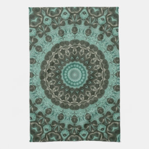Antique Green Mandala Pattern Design Kitchen Towel