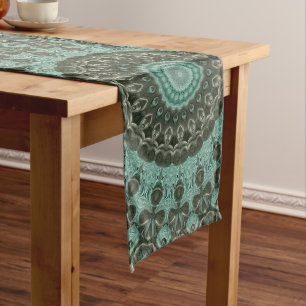 Antique Green Mandala Pattern Design Long Table Runner