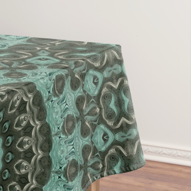 Antique Green Mandala Pattern Design Tablecloth (In Situ)