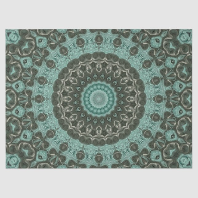 Antique Green Mandala Pattern Design Tissue Paper (Front)