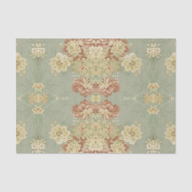 Antique Green Print Tissue Paper (Front)