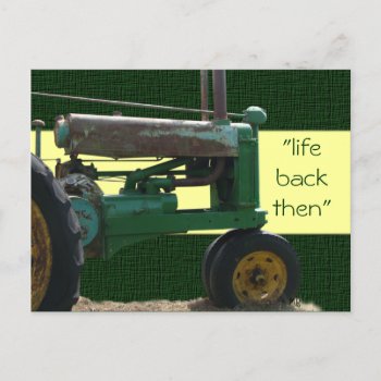 Antique Green Tractor Postcard- Customize Postcard by MakaraPhotos at Zazzle