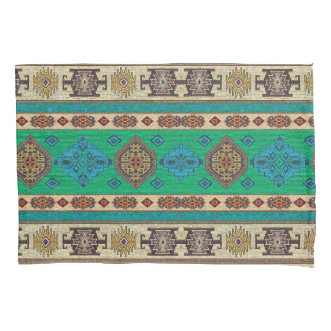 Antique Green Turkish Kilim Carpet Rug Pillow Case (Front-Left)