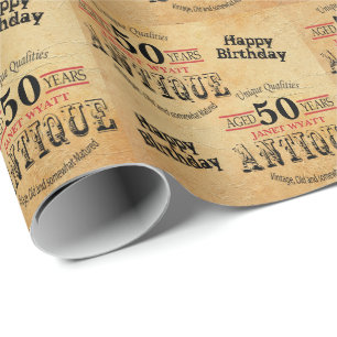 Antique Grunge Birthday 50th Birthday Wrapping Paper