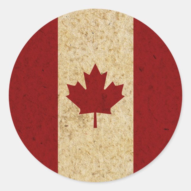 Antique Grunge Canadian Flag Classic Round Sticker (Front)