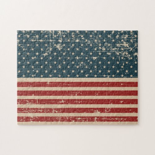 Antique Grunge Style American Flag Jigsaw Puzzle