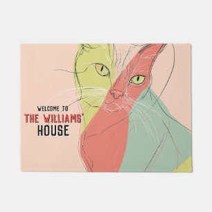 Antique Hairless Cat Mom Dad Home Decor Outdoor Doormat