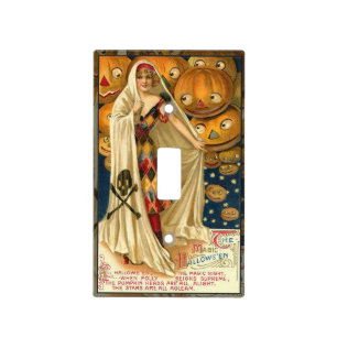 Antique Halloween Jack O Lantern Costume Woman Light Switch Cover