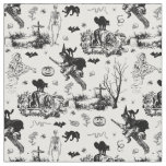 antique halloween witch ghoul skeleton toile goth fabric