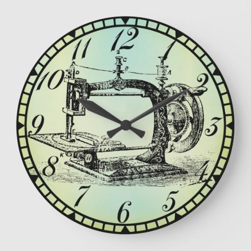 Antique Hand Crank Machine Sewing Room Clock v1