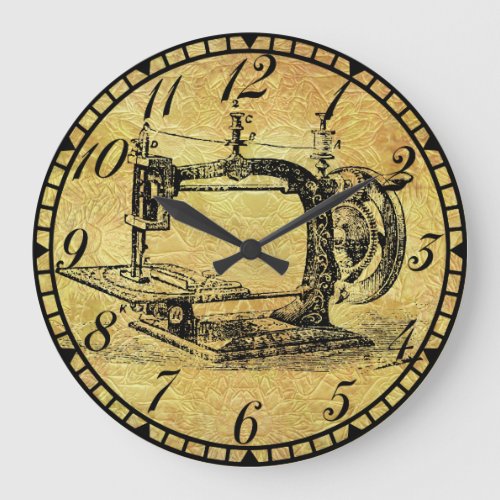 Antique Hand Crank Machine Sewing Room Clock v3