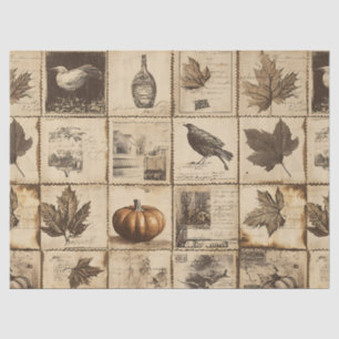 Antique Harvest Pumpkin Maple Leaf Sepia Tissue Paper