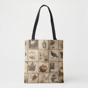 Antique Harvest Pumpkin Maple Leaf Sepia Tote Bag