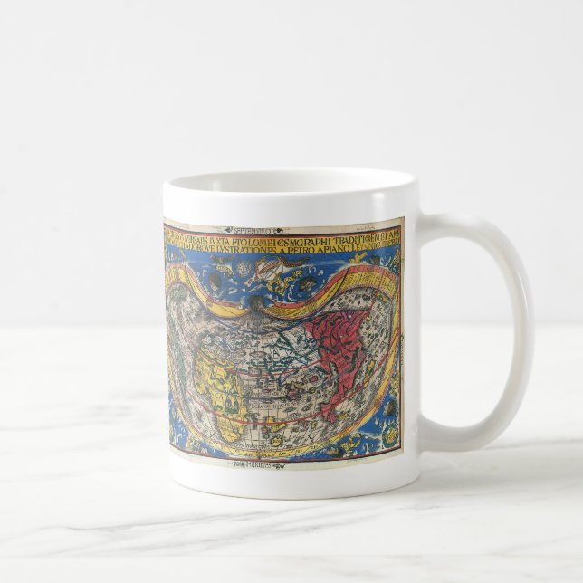 Antique Heart Shaped World Map by Peter Apian 1520 Coffee Mug (Right)