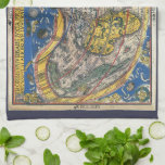 Antique Heart Shaped World Map by Peter Apian 1520 Kitchen Towel