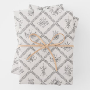 Antique Heraldic Weapon Armor Vintage Pattern Wrapping Paper Sheets