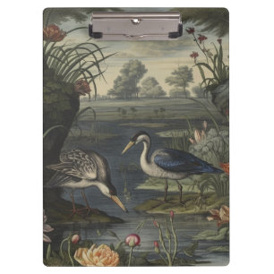 Antique Heron Botanical Nature Study Clipboard